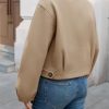 Womens Cropped Pea Coat Casual Button Down Short Jackets Fall Winter Outerwear