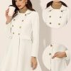 Women's Turn Down Collar Double Breasted Trendy Outwear Swing Winter Pea Coat