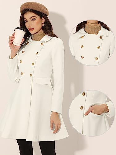 Women's Turn Down Collar Double Breasted Trendy Outwear Swing Winter Pea Coat