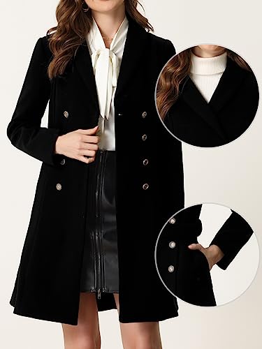 Pea Coats for Women's Winter Fashion Lapel Belted Double Breasted Trench Coat