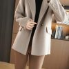Women's Winter Wool Coat Double Breasted Business Casual Blazer Jacket Mid Long Peacoat