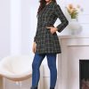 Plaid Pea Coat for Women's Single Breasted Vintage Winter Overcoat Trench Outerwear
