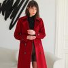 Women's Superior 100% Wool Trench Coat, Classy Long Wool Coat with Belt