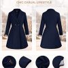Women's Plus Size Wool Dress Coat Double Breasted Pea Coats Long Trench Coat