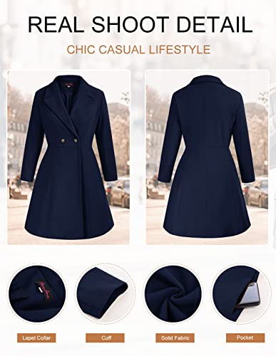 Women's Plus Size Wool Dress Coat Double Breasted Pea Coats Long Trench Coat