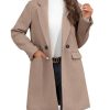 Women's Notch Lapel Double Breasted Trench Coat Peacoat Winter Casual Long Blazer Jacket Overcoat