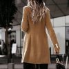 Womens Mid Long Wool Blend Coats Notched Lapel Collar Double Breasted Coat Fall Winter Jackets Overcoat