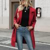 Women Winter Wool Blend Camel Mid-Long Coat Notch Double-Breasted Lapel Jacket Outwear