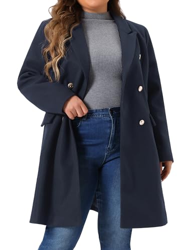 Womens Plus Size Winter Pea Coat Double Breasted Notch Lapel Long Trench Coats Jackets Trendy Dressy 2025