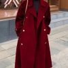 Women's Winter Trench Coat Wool Blend Double Breasted Notched Lapel Long Sleeve Jacket Pea Coat Overcoat