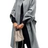 Womens Long Pea Coats Oversized Wrap Wool Blend Trench Coats Winter Open Front Cardigan Overcoats