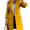 Womens Fall Winter Wool Coats Double Breasted Midi Peacoat Trench Coats