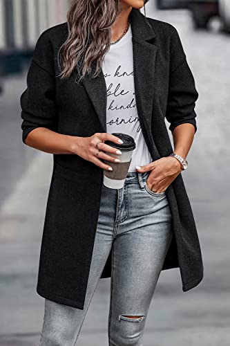 Women Plaid Shacket Jacket Trendy Fall Casual Button Wool Blend Tartan Trench Coat Winter Clothing with Pockets