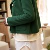 Women's Cropped Pea Coat Notched Lapel Double Breasted Trench Overcoat Blazer Jacket with Pockets
