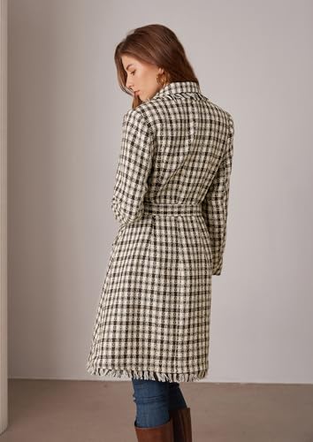 Trench Coat for Women 2024 Winter Coat Notch Lapel Double Breasted Thick A Line Pea Coat Jacket with Pockets