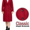 Women's Wool Blend Single Breasted Mid-Long Pea Coat Fall Winter Essential Notched Collar Overcoat