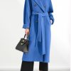 Women's Winter Double Breasted Wool Coat Business Casual Midi Long Winter Trench Coat with Belt