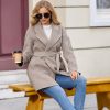 Women's Wool Blend Coat with Pockets Mid-Long Winter Overcoat, Thick Wool & Pea Coats jacket with Belt