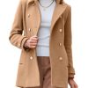 Womens Fall Winter Peacoat Wool Coat Double Breasted Blazer Jacket Trench Coat