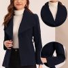 Short Pea Coat for Women's Buttoned Winter Belted Slant Pockets Shawl Lapel Collar Coats