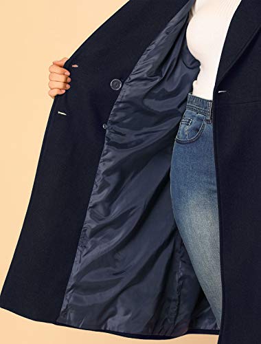 Women's Plus Size Long Winter Coats Notch Lapel Double Breasted Pea Trench Coats