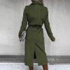 Women's Long Wool Pea Coats with Belt Notched Lapel Trench Coat for Women Fall Winter Warm Overcoat