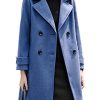 Women's Essential Elegant Wear Double Breasted Mid Long Wool Pea Coat