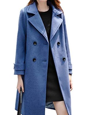 Women's Essential Elegant Wear Double Breasted Mid Long Wool Pea Coat