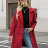 Women Winter Wool Blend Camel Mid-Long Coat Notch Double-Breasted Lapel Jacket Outwear