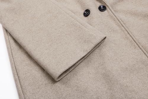 Women's Oversized Notched Collar Wool Blend Single Breast Midi Long Trench Coat