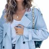 Women's Windproof Trench Coat Notched Lapel Double Breasted Long Overcoat Casual Fall Winter Windbreaker Outerwear