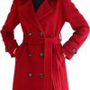 Women's Superior 100% Wool Trench Coat, Classy Long Wool Coat with Belt