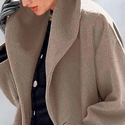 Women's Spring Fall Wool Coat Mid-Long Pea Coats Overcoat for Women Casual Lightweight Hooded Jackets