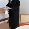 Women's 2025 Winter Wool Overcoat Turn Down Collar Long Peacoat Business Casual Trench Coats