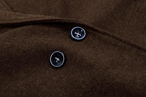 Women's Oversized Notched Collar Wool Blend Single Breast Midi Long Trench Coat