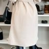 Women Long Wool Trench Pea Coat Double Breast Midi-Long Overcoat with Belt