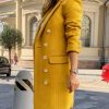 Womens Fall Winter Wool Coats Double Breasted Midi Peacoat Trench Coats
