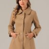 Women's Peter Pan Collar Overcoat Winter Dressy Button Single Breasted Long Coat