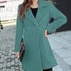Women's Long Sleeve Slim Fit Warm Winter Wool Blend Pea Coat Overcoat