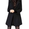 Women's Warm Double Breasted Wool Pea Coat Trench Coat Jacket with Hood