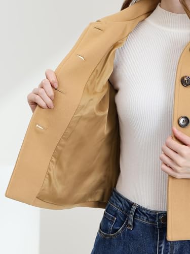 Women's Turn Down Collar Long Sleeve Single Breasted Outwear Winter Pea Coat