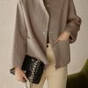 Women's Casual Stand Collar Single Breasted Short Wool Pea Coat Overcoat with Pockets