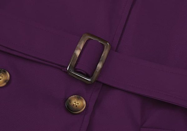 Women's Double Breasted Trench Coats Mid-Length Belted Overcoat Long Dress Jacket with Detachable Hood