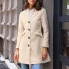 Women's Winter Overcoat Pea Coat Elegant V Neck Single Breasted Coat Outerwear