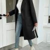 Womens Long Pea Coats Open Front Lapel Jackets Casual Belted Trench Coat Overcoats with Pockets