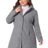 Peacoat for Women Plus Size Elegant Single Breasted Detachable Hooded Overcoat Trench Coat Jacket