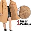 women's Notch Lapel Double Breasted Wool Blend Peacoat Mid-Long Fall Winter Essential Trench Coat