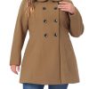 Plus Size Coat for Women Peter Pan Collar Double Breasted Winter Warm Coats with Pockets