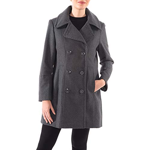 Norah Women’s Wool Blend Peacoat Runs Large – Double-Breasted Jacket with Flattering Fit