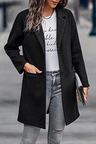 Women Plaid Shacket Jacket Trendy Fall Casual Button Wool Blend Tartan Trench Coat Winter Clothing with Pockets